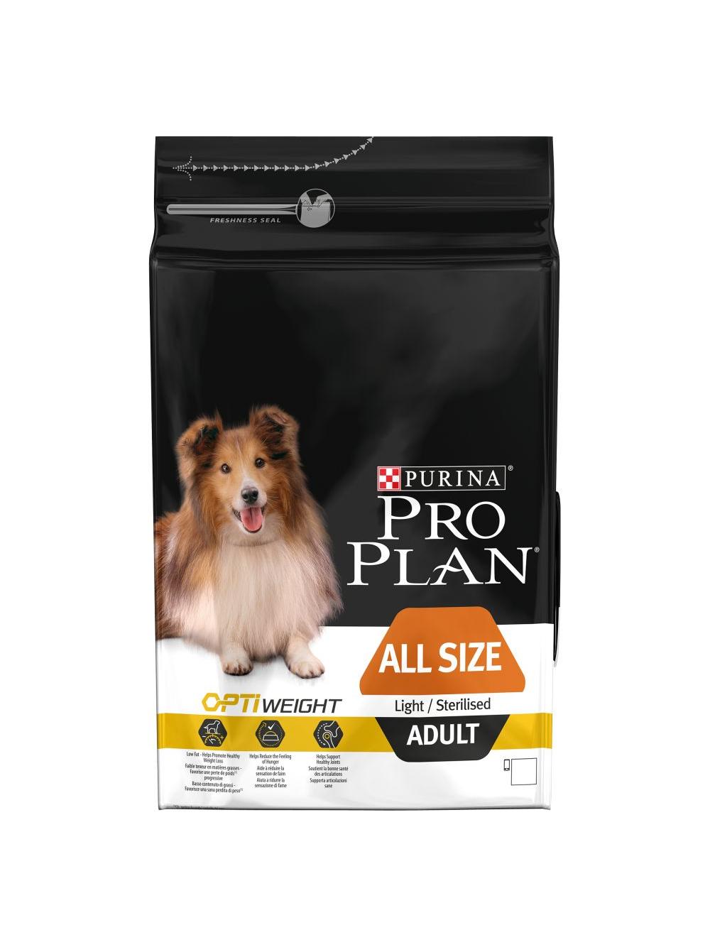 PRO PLAN Light Sterilised All Size Adult Karma dla psów bogata w kurczaka 3kg