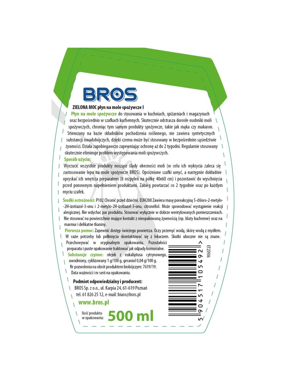 BROS – Zielona Moc płyn na mole spożywcze 500ml