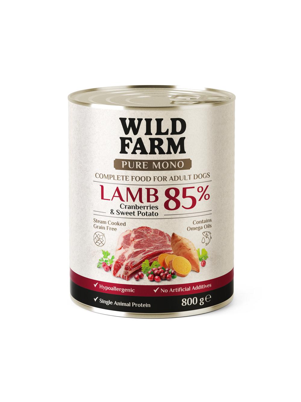 WILD FARM PURE MONO Lamb Cranberries and Sweet Potato 800g monoproteinowa karma dla psa