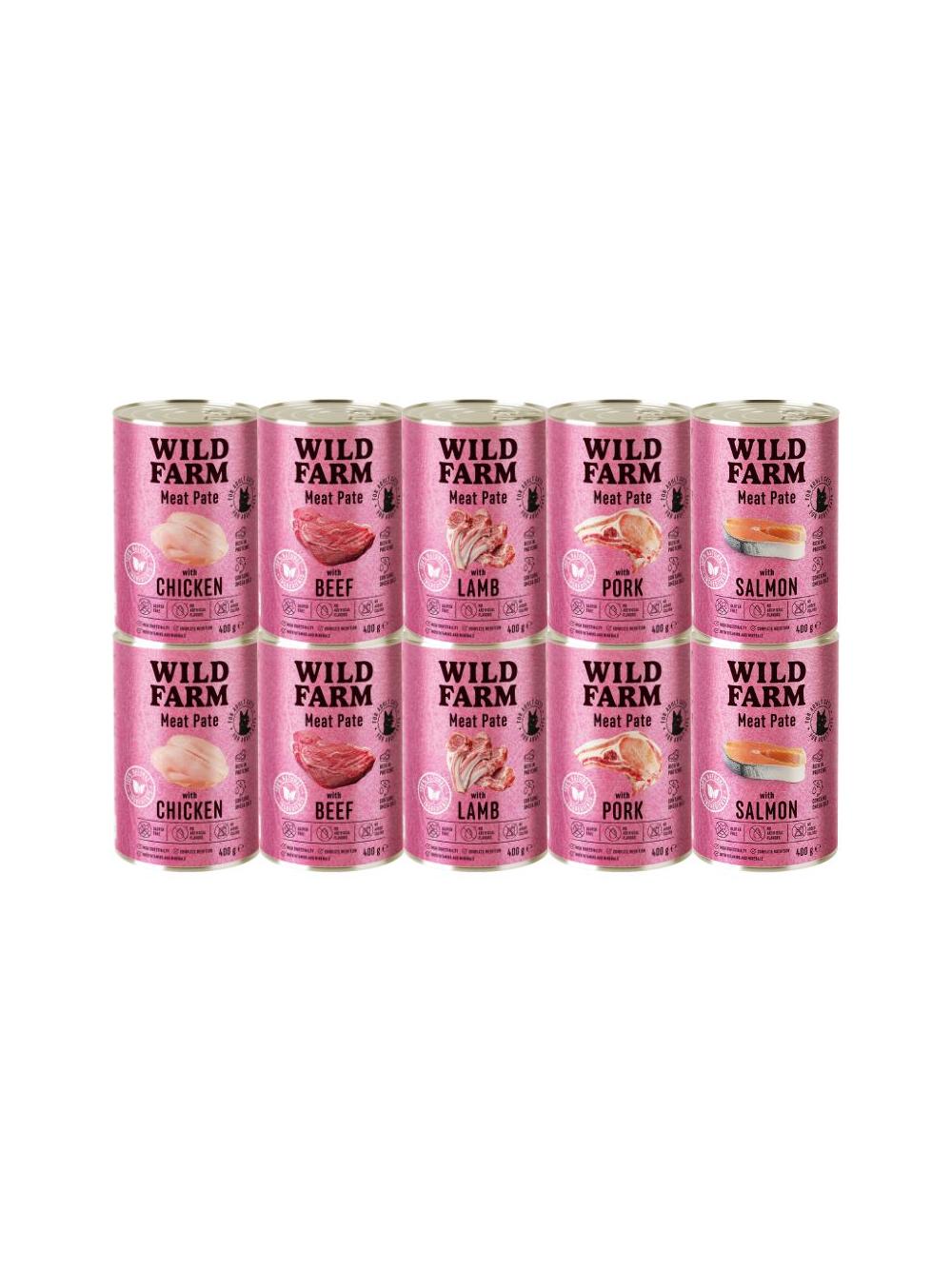 WILD FARM Pate Mix smaków 10x400g