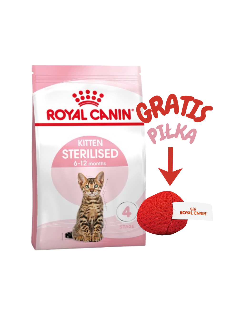 ROYAL CANIN  Kitten Sterilised 2kg karma sucha dla kociąt od 6 do 12 miesiąca życia, sterylizowanych + Royal Canin piłka dla kota GRATIS!!