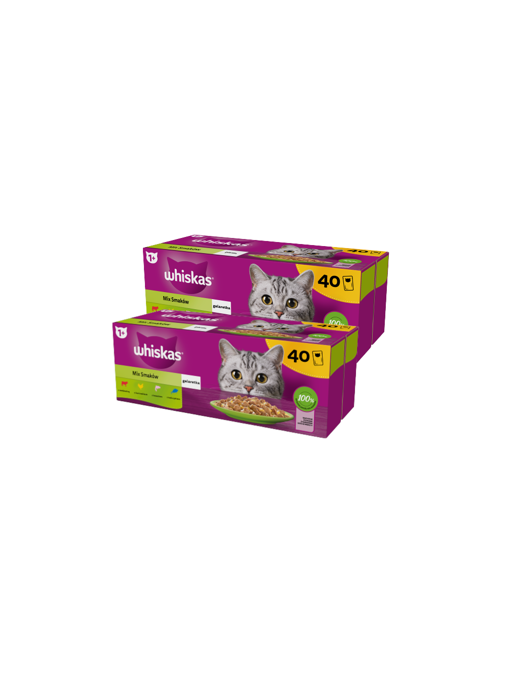 WHISKAS Adult saszetki 80 x 85 g Mix Smaków - mokra karma dla dorosłego kota, w galaretce (kawałki z: wołowiną, kurczakiem, łososiem, tuńczykiem)