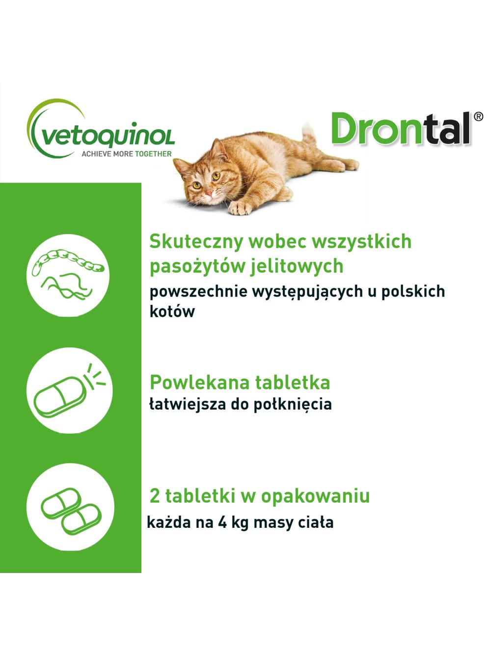 VETOQUINOL Drontal - preparat przeciwpasożytniczy dla kotów (2tabl.)