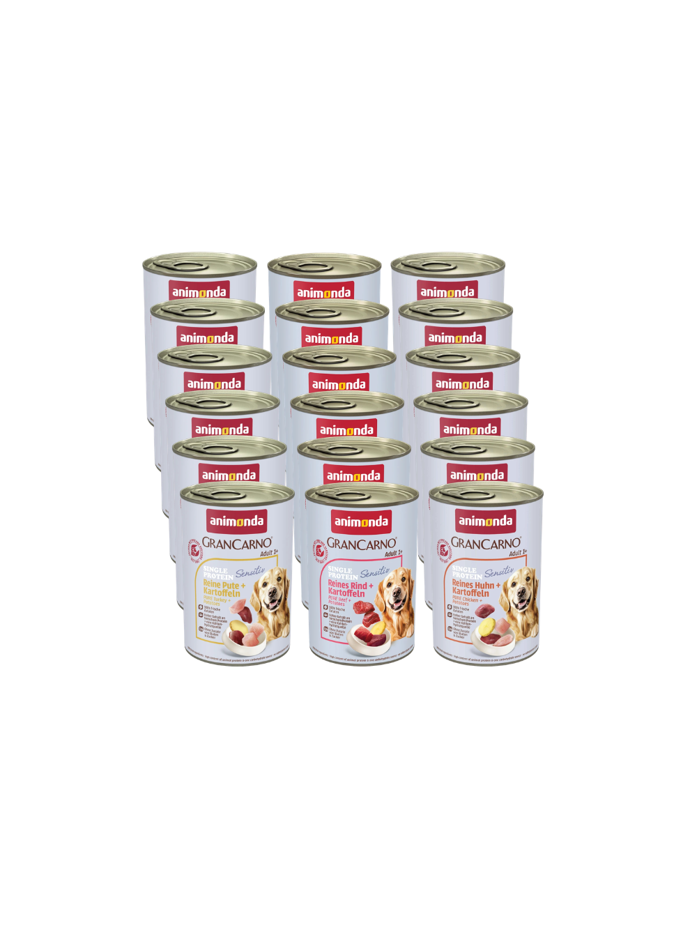 ANIMONDA GranCarno Sensitiv  Adult Dog Mix Smaków 18x400g