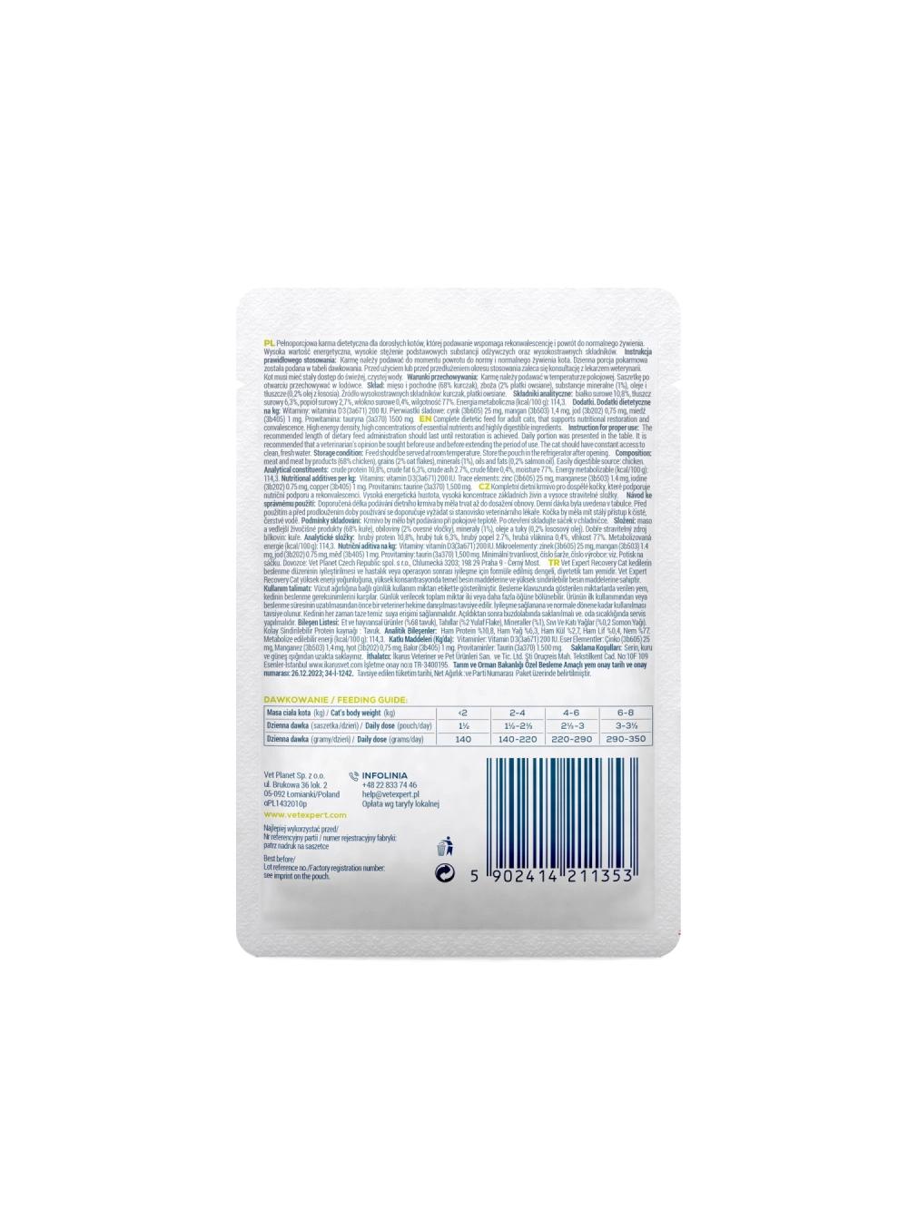 VETEXPERT Recovery Cat - - mokra karma weterynaryjna dla kotów 100g