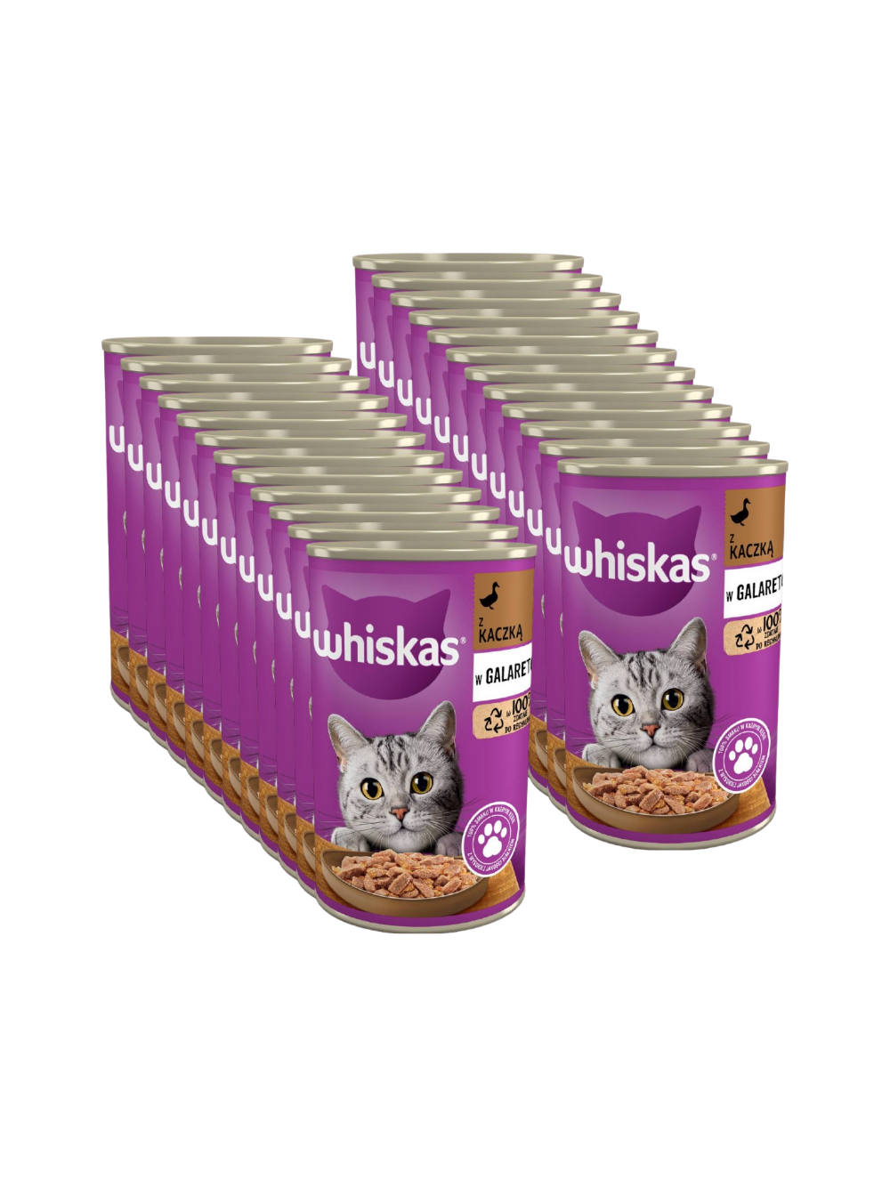 WHISKAS Adult puszka 24x400 g - mokra karma dla dorosłego kota, kawałki z kaczką w galaretce