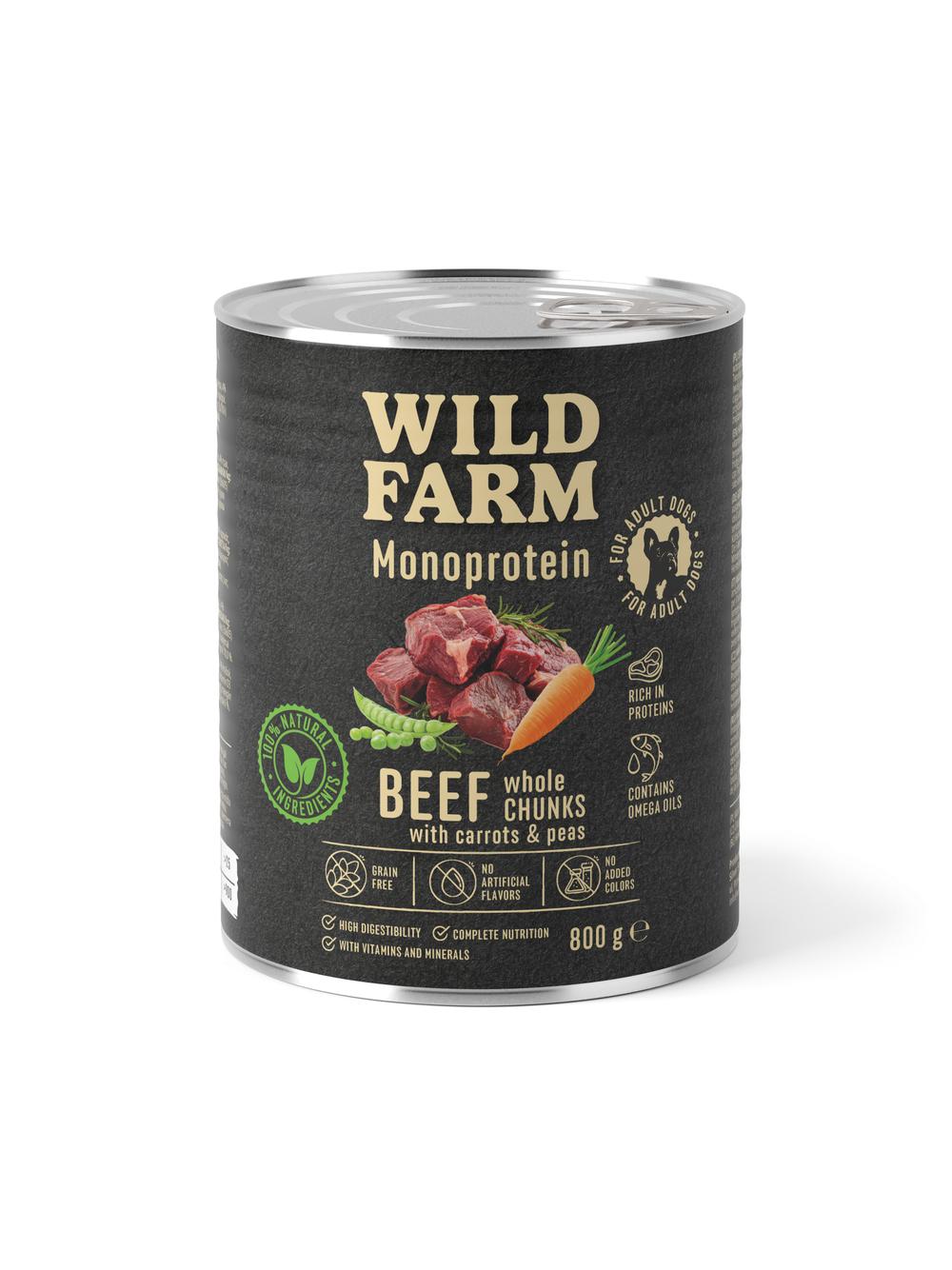 WILD FARM Monoprotein Beef 800g hipoalergiczna karma dla psa