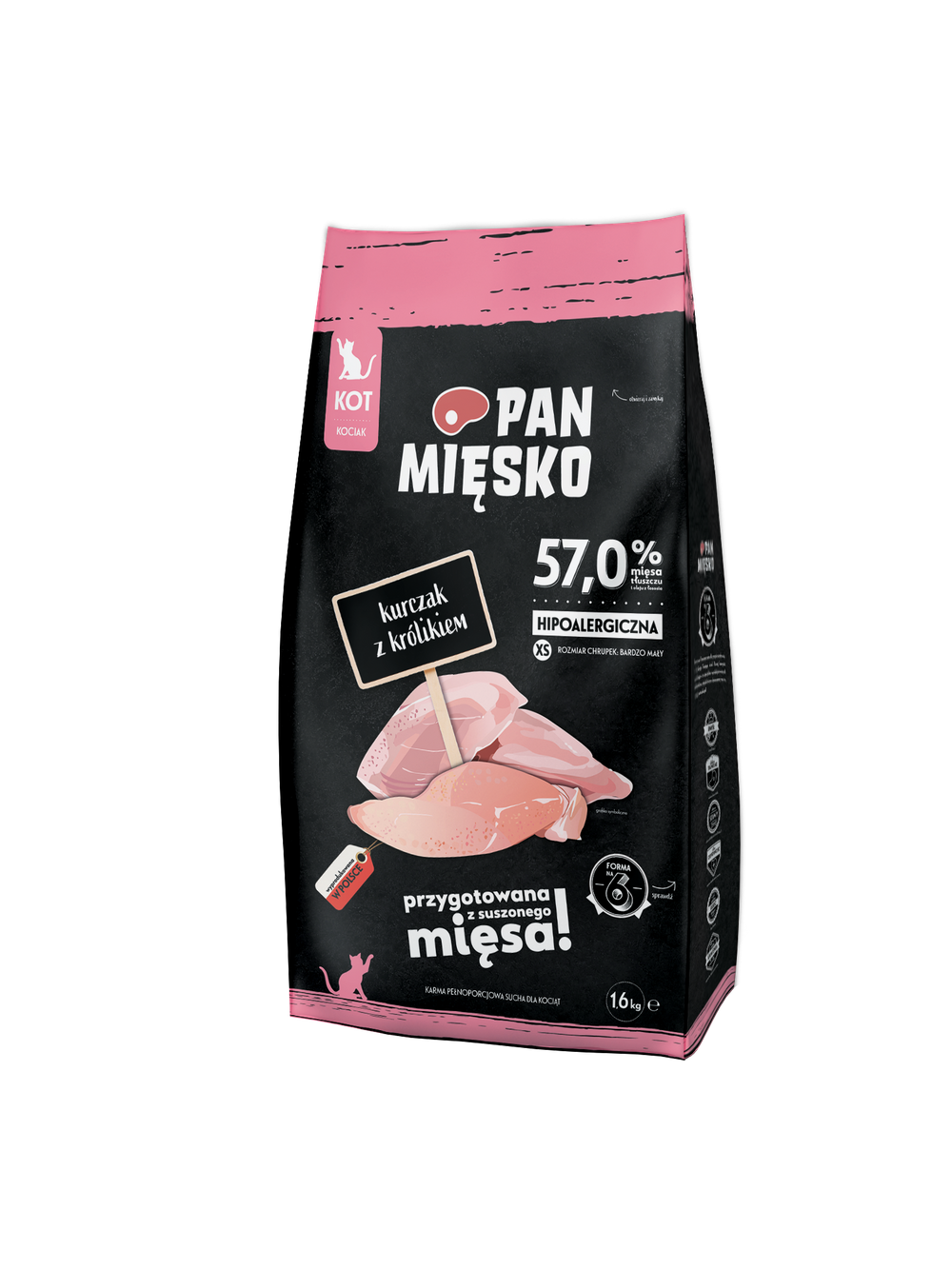 PAN MIĘSKO Kurczak z królikiem XS 1,6kg dla kociąt