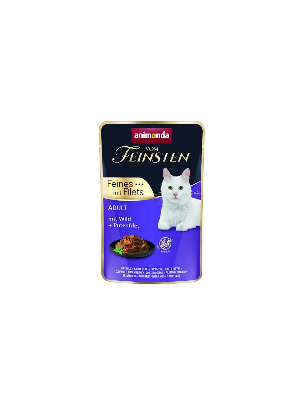 ANIMONDA Cat Vom Feinsten Adult Dziczyzna + filet z indyka saszetka 18x85g