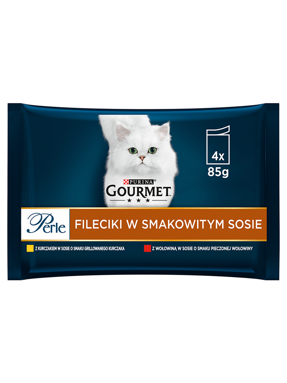 Gourmet Perle Karma dla kotów fileciki w smakowitym sosie 340g (4 x 85g)