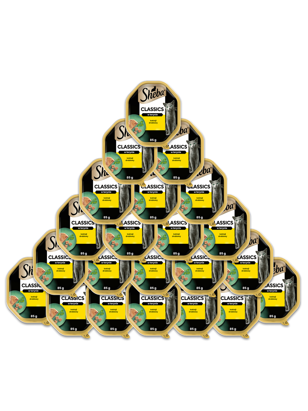 SHEBA Classics tacka 22x85 g – mokra karma pełnoporcjowa dla dorosłych kotów, koktajl drobiowy, w terynie