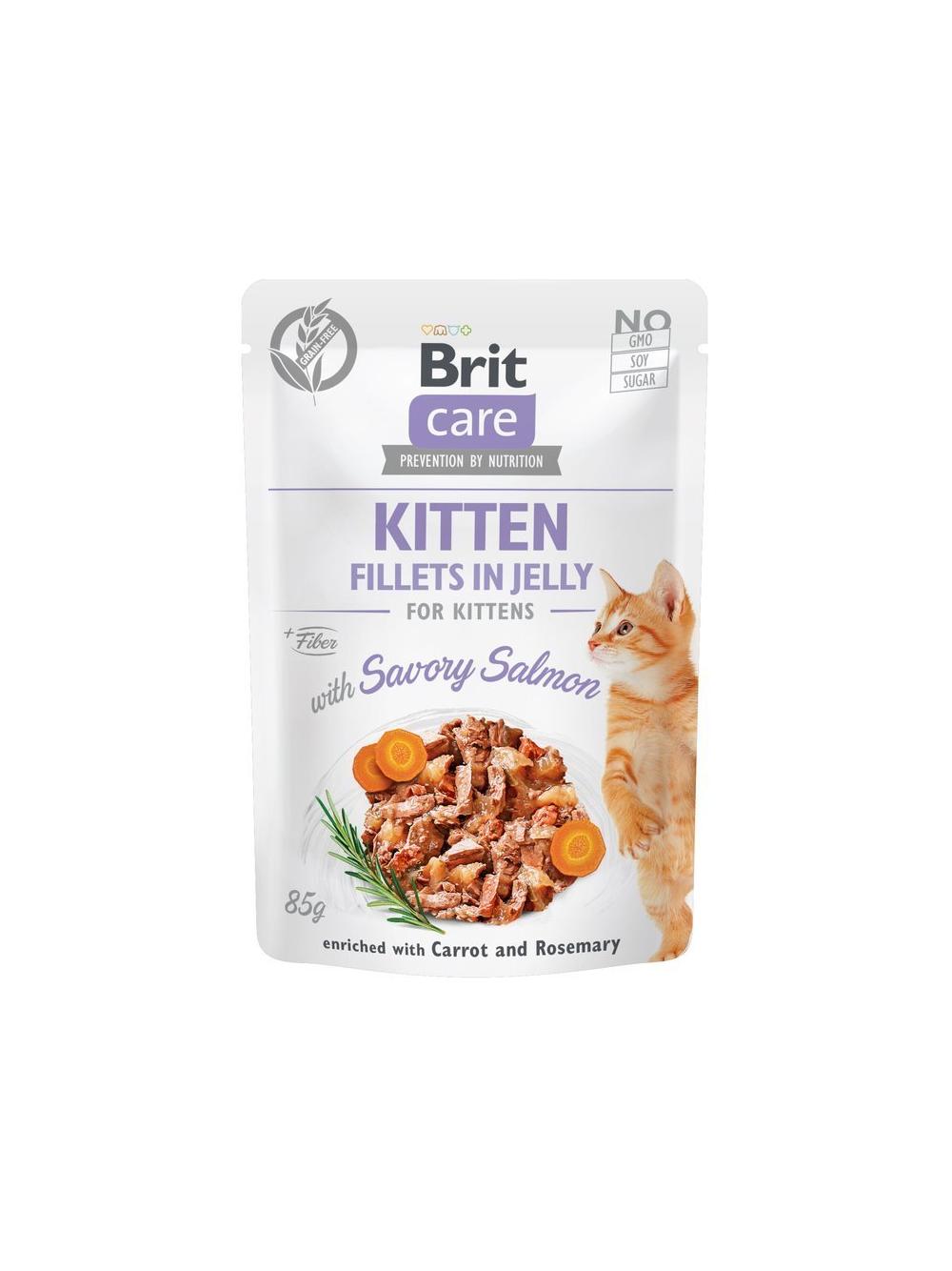 BRIT CARE Cat  Pouches Kitten Fillets in Jelly with Savory Salmon 12x85g