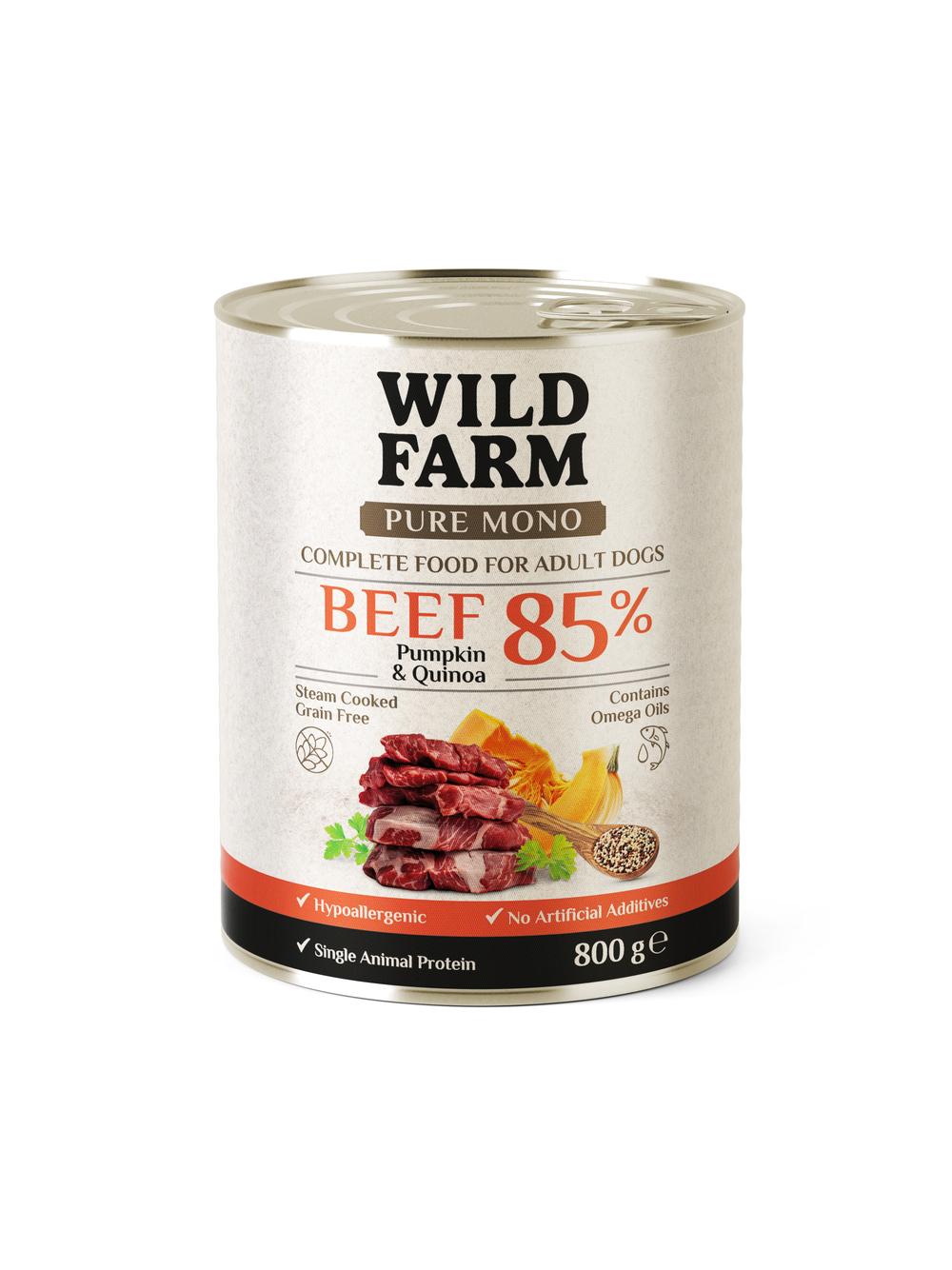 WILD FARM PURE MONO Beef Pumpkin and Quinoa 800g monoproteinowa karma dla psa