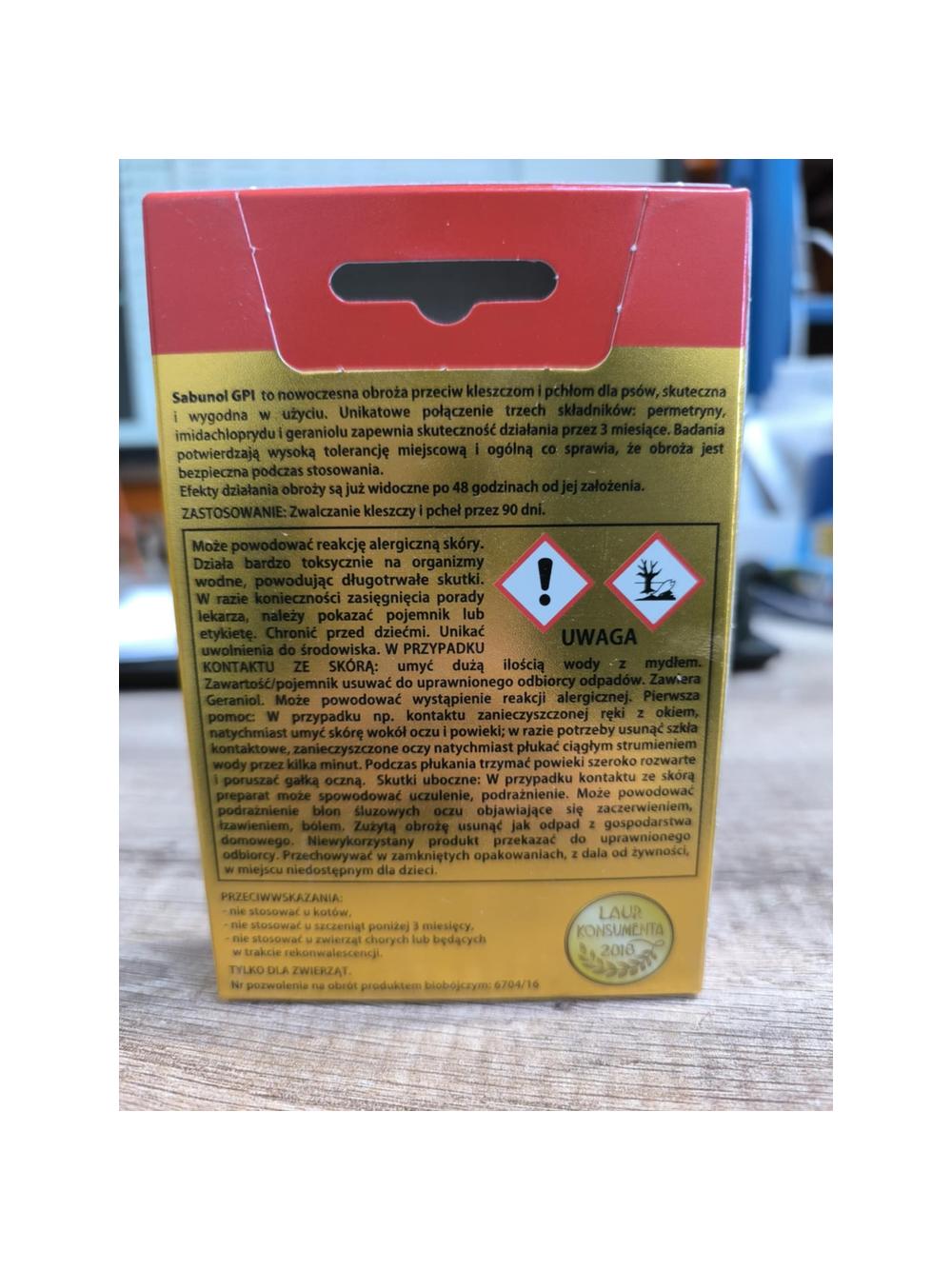 Sabunol szara obroża przeciw pchłom i kleszczom dla psa 75 cm+Cestal Dog Plus tabletki na odrobaczanie psów 2 sztuki