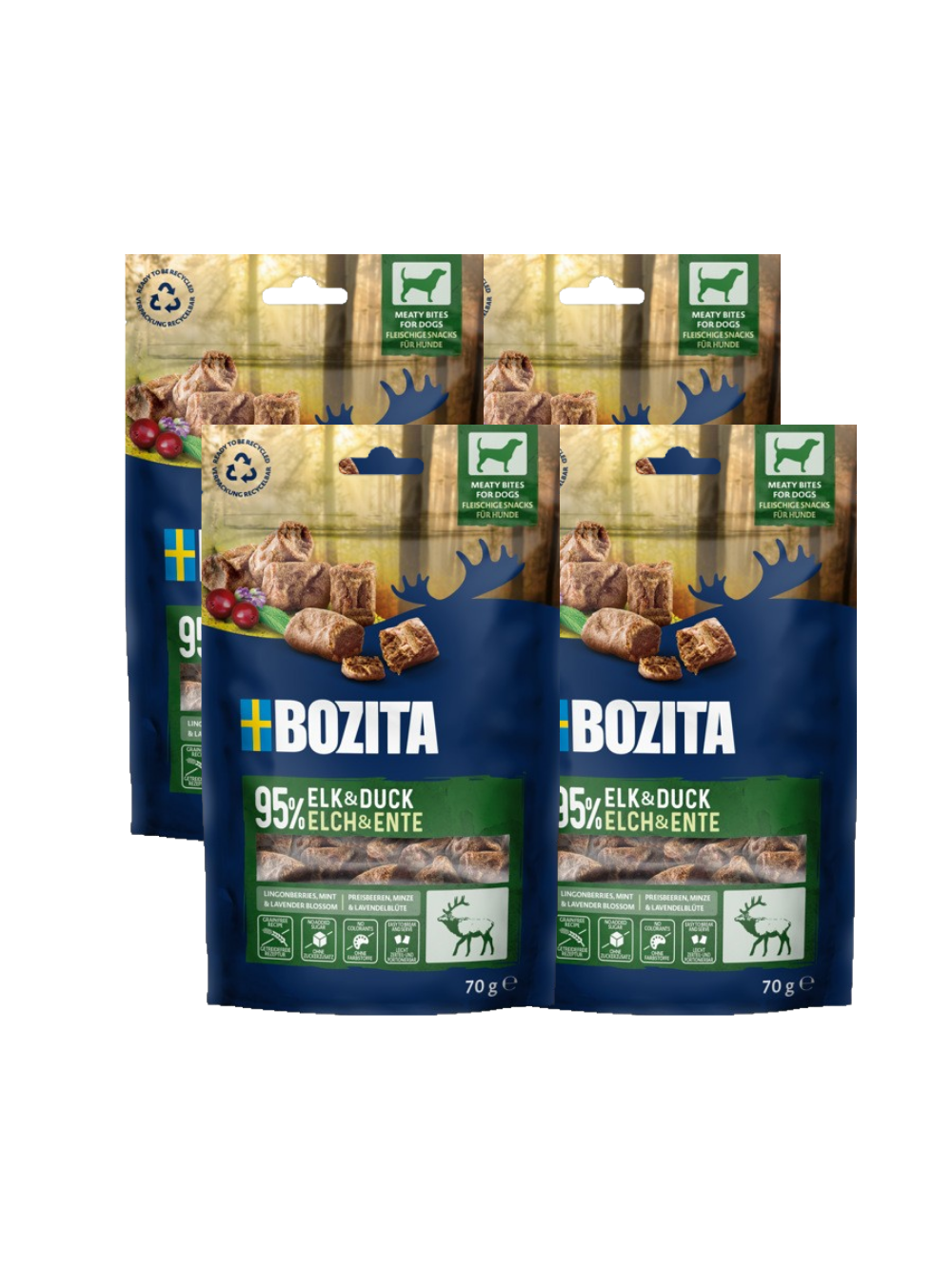 BOZITA Meaty Bites łoś,kaczka przysmak pies 4x70g
