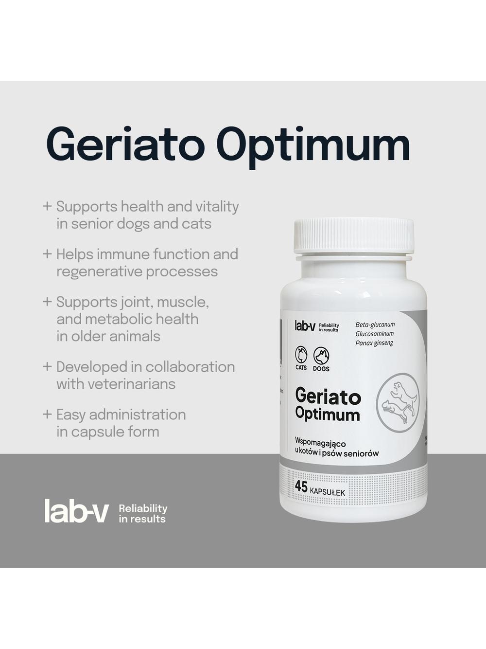 Lab-v Geriato Optimum – Wspomaganie zdrowia seniorów dla psów i kotów 45 kapsułek