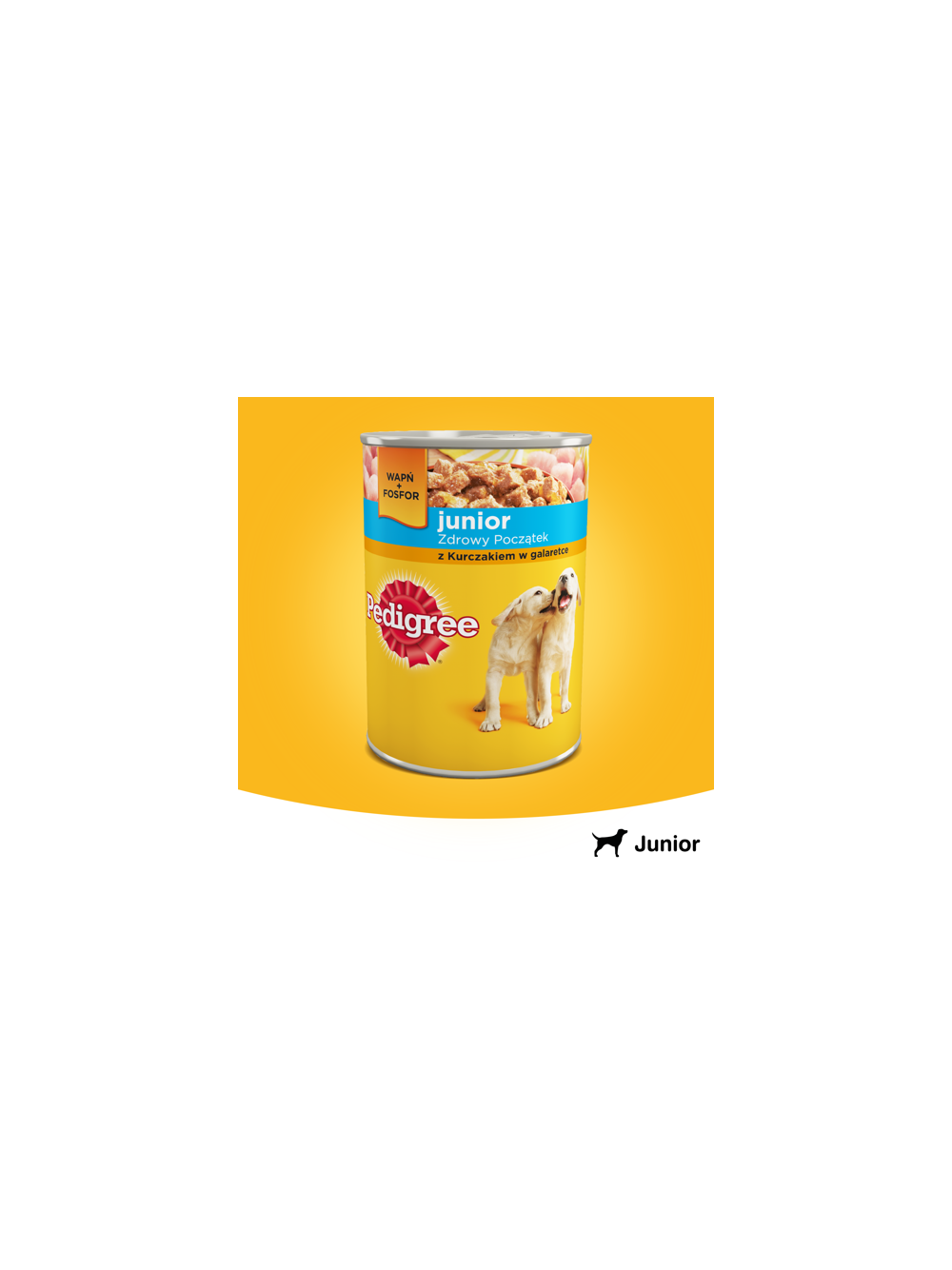 PEDIGREE Junior puszka 400g – mokra, pełnoporcjowa karma dla szczeniąt, z kurczakiem w galaretce