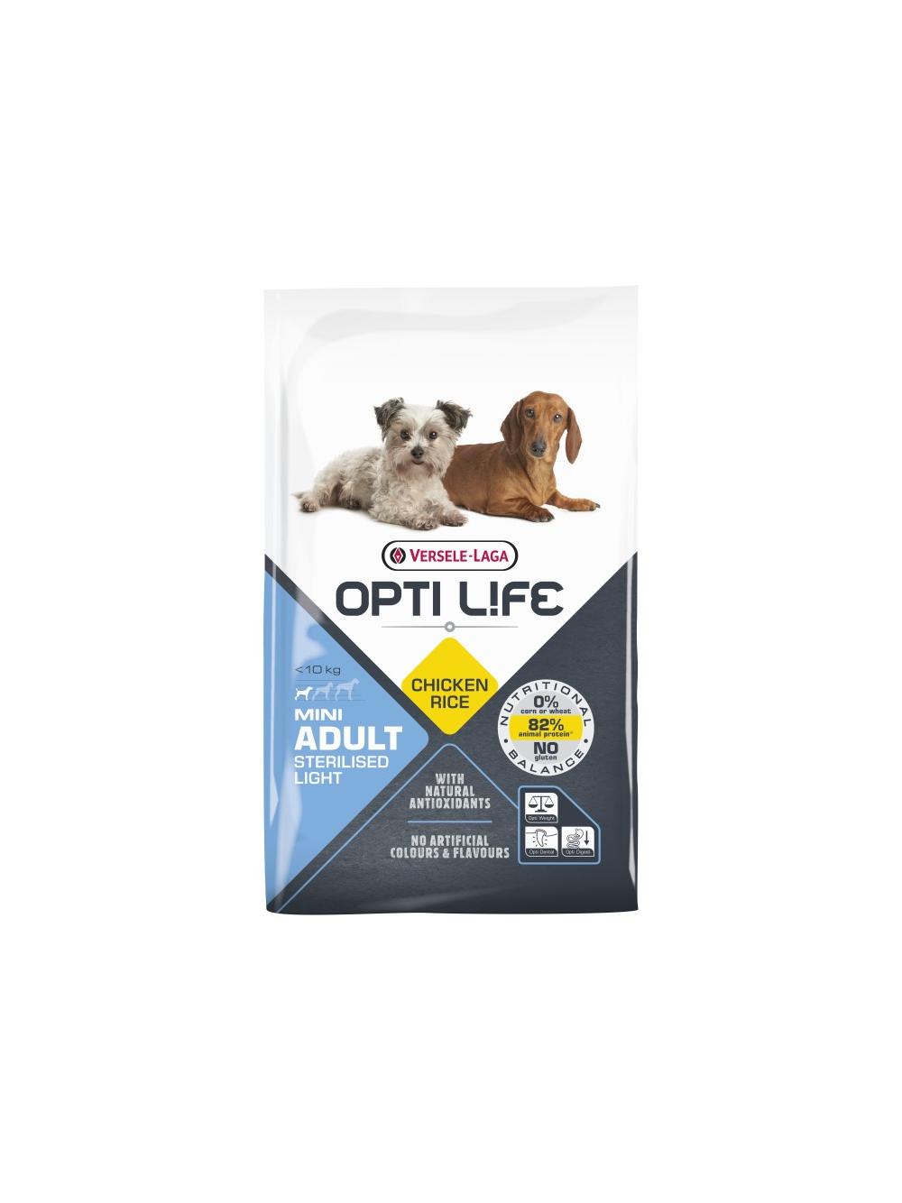VERSELE-LAGA Opti Life Adult Light Mini 7,5kg - z kurczakiem - dla małych ras