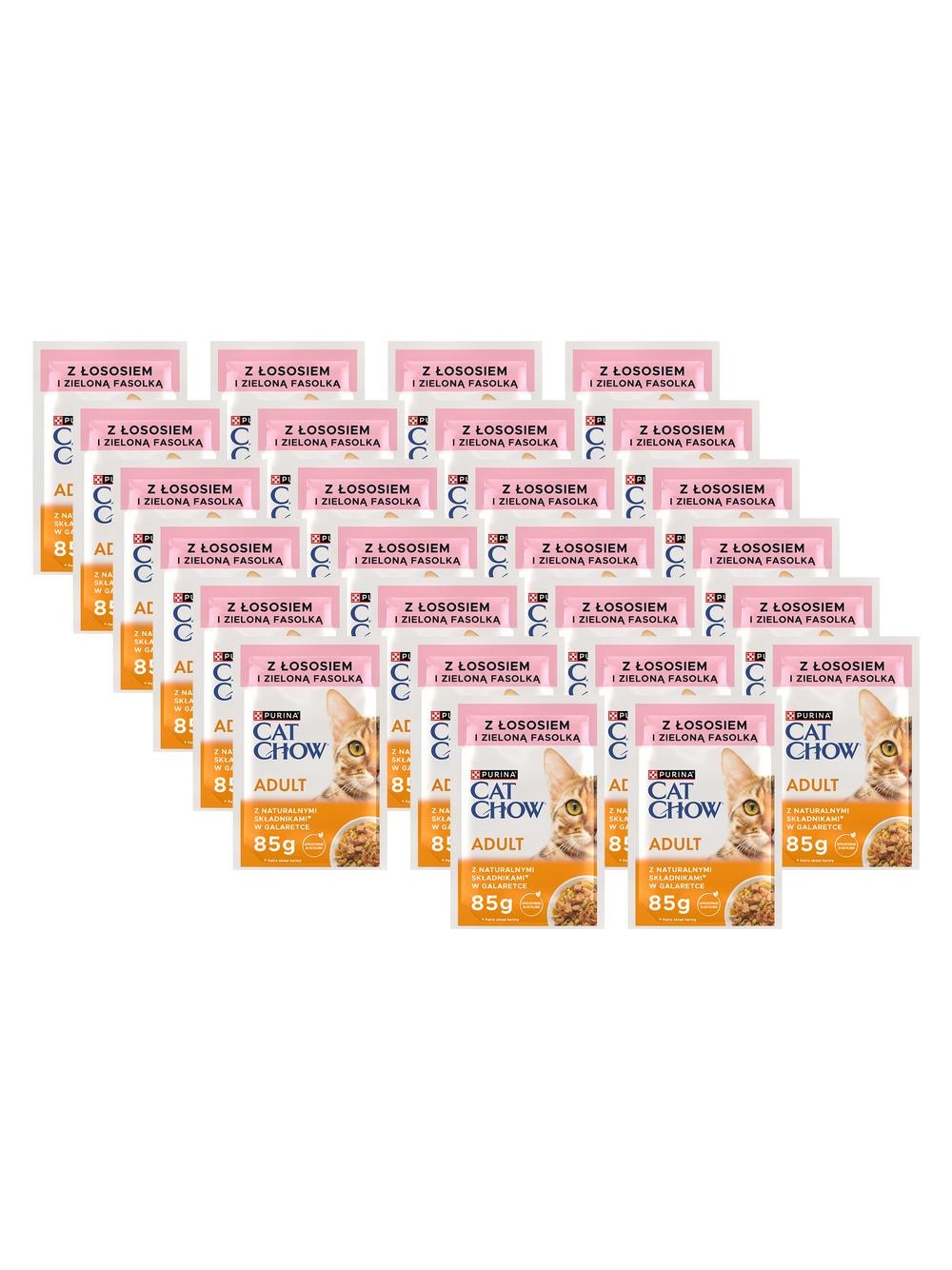 PURINA Cat Chow Adult Karma dla kotów z łososiem i zieloną fasolką w galaretce 26x85g