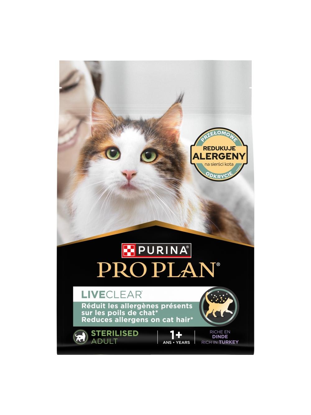 PRO PLAN LiveClear Karma dla dorosłych kotów po zabiegu sterylizacji bogata w indyka 2,8 kg/Opkowanie uszkodzone (9062)