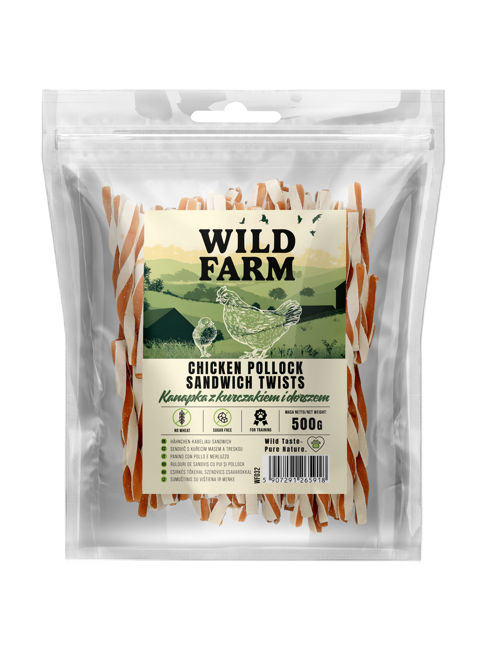 WILD FARM kanapka z kurczakiem i dorszem 500g przysmak dla psa