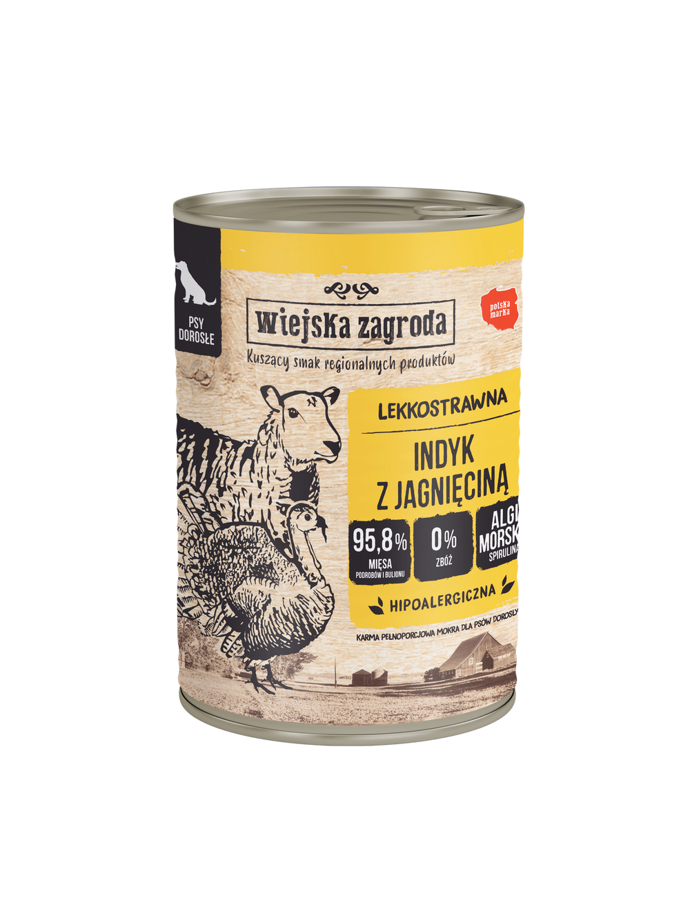 Wiejska Zagroda Indyk z jagnięciną 400g dla psa