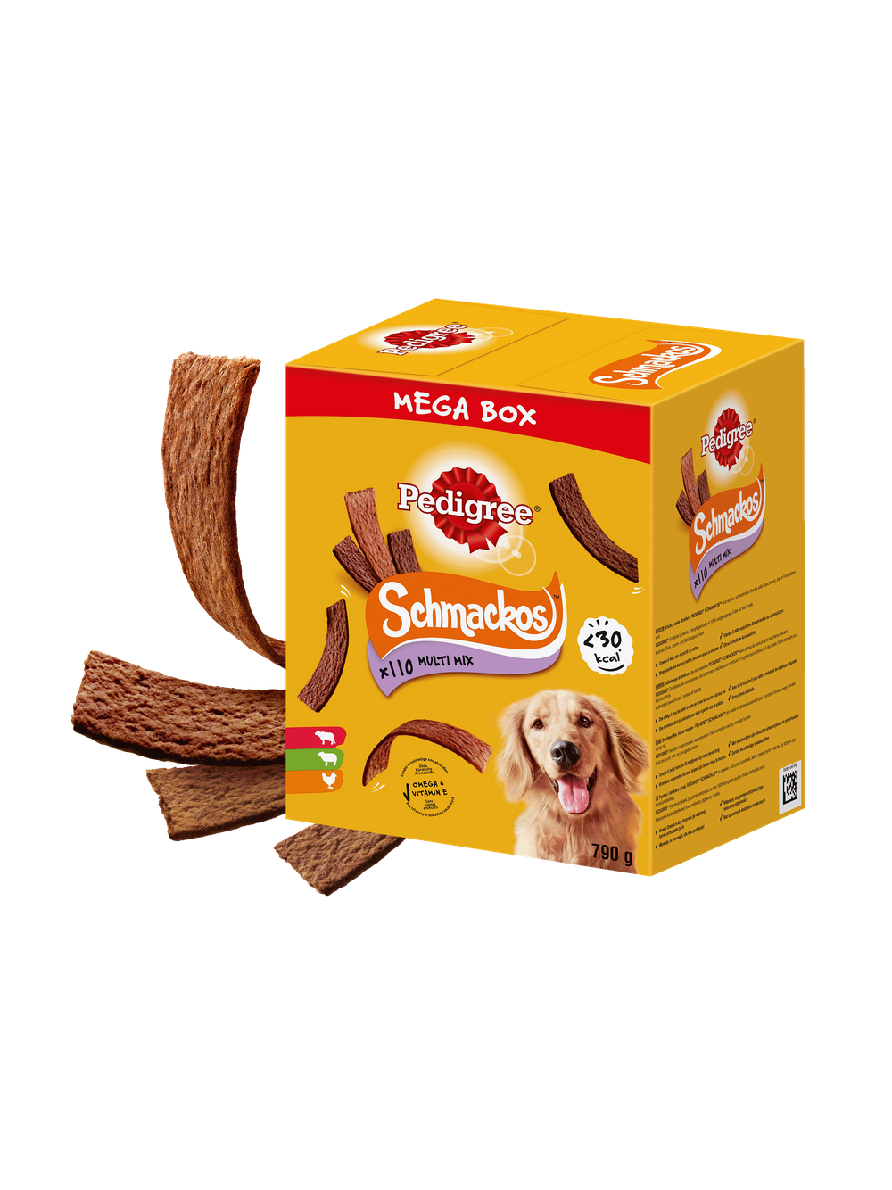 PEDIGREE® Mega Box SchmackosTM – karma uzupełniająca dla dorosłych psów (o smaku Wołowiny, Jagnięciny i Drobiu) – 790g