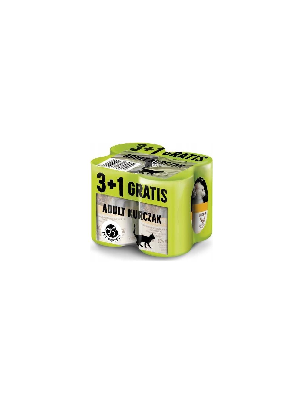 Pet Republic Zestaw Kurczak 3+1 GRATIS - Karma mokra dla kota - 400g