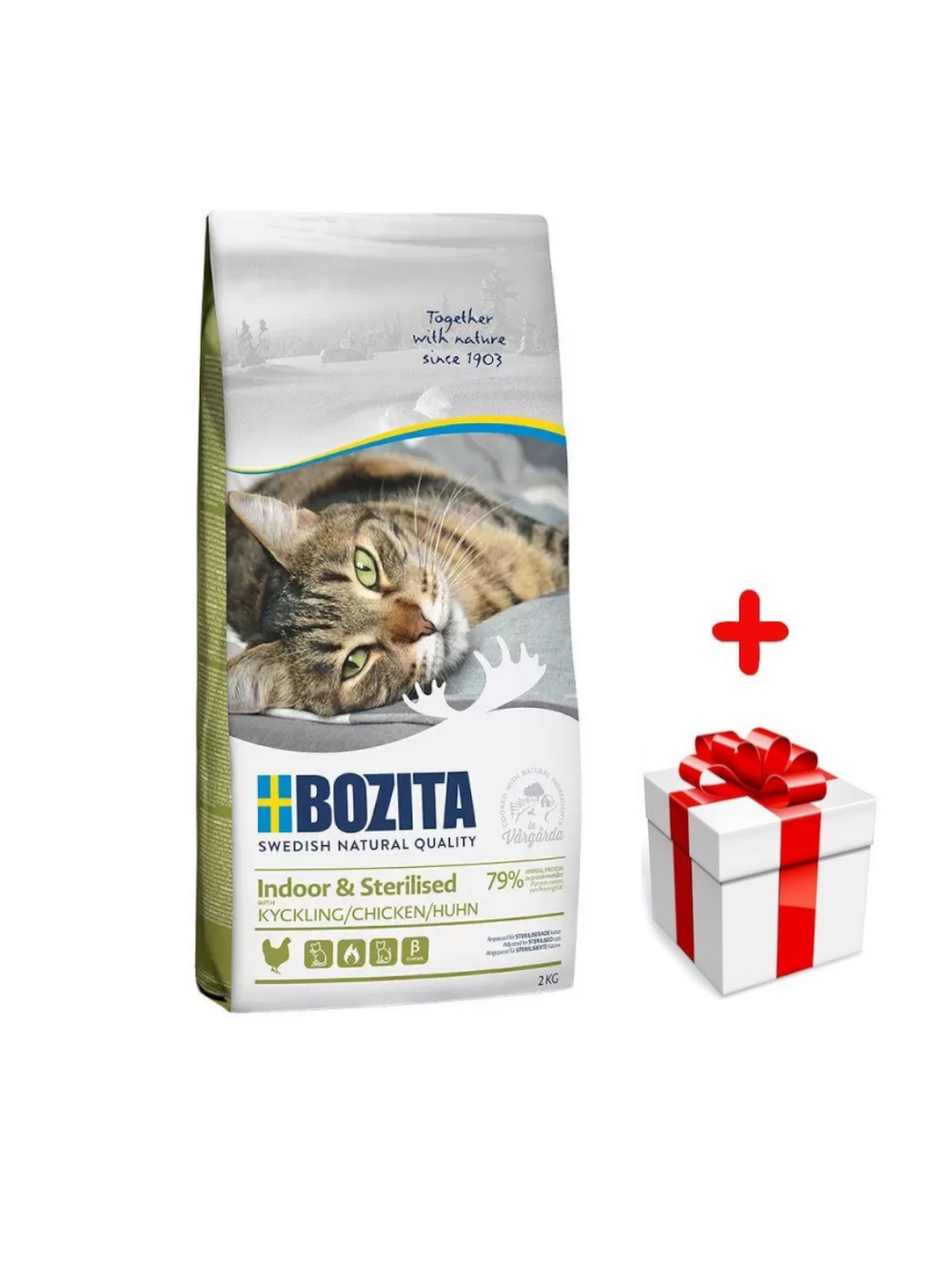 BOZITA Feline Indoor Sterilised 2kg + niespodzianka dla kota