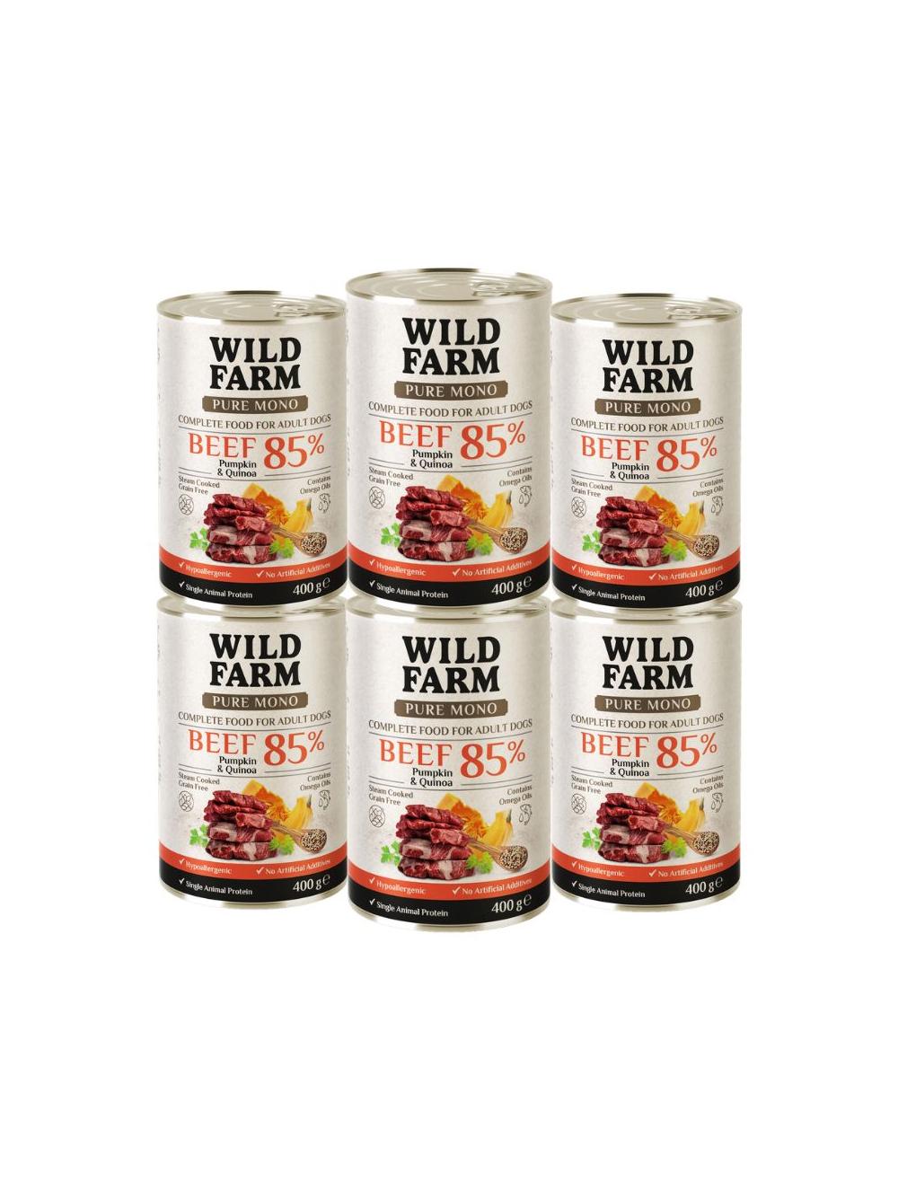 WILD FARM PURE MONO Beef Pumpkin and Quinoa 6x400g monoproteinowa karma dla psa
