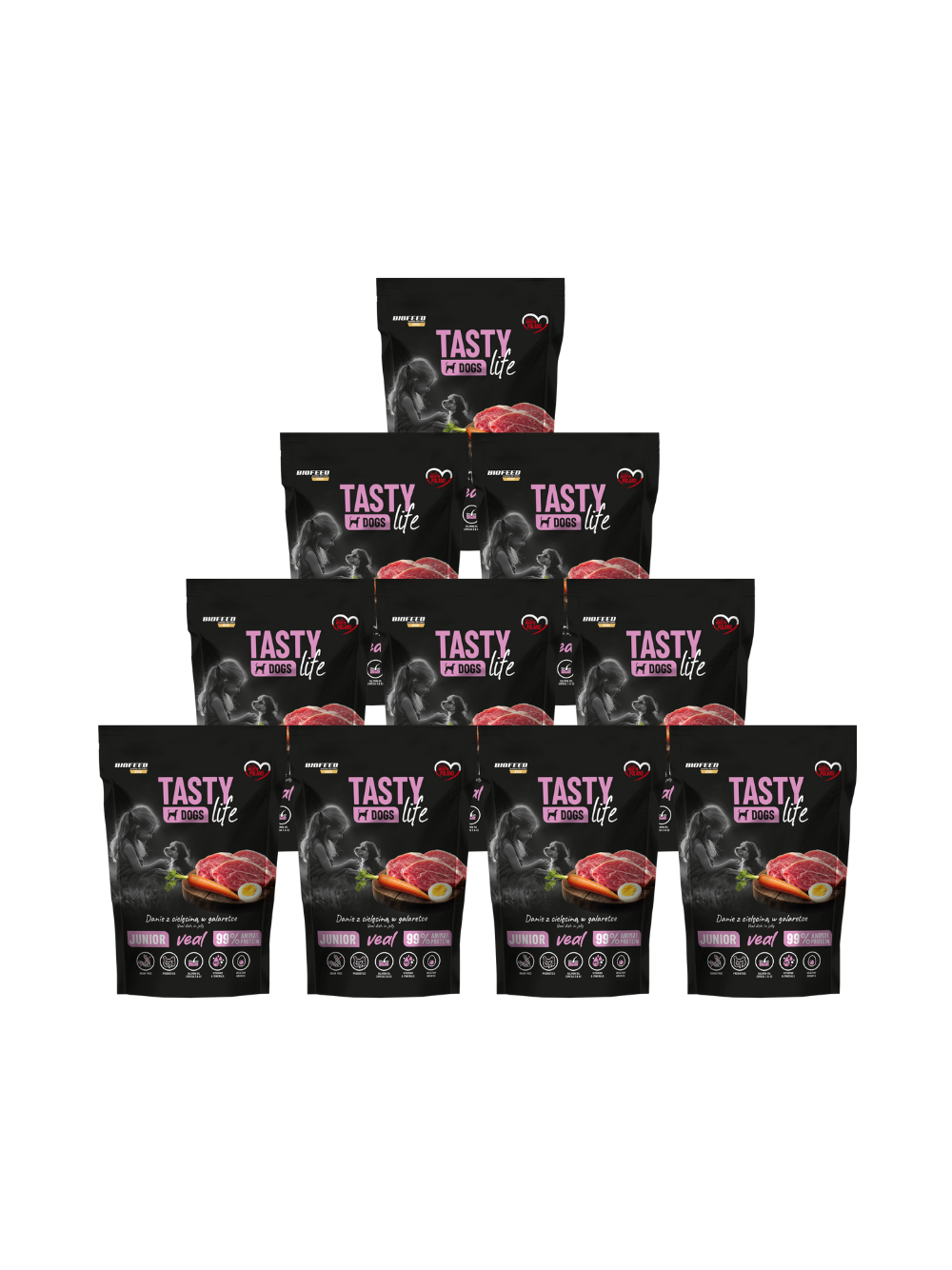 Tasty Dogs Life Junior Danie z cielęciną w galaretce 10x150g