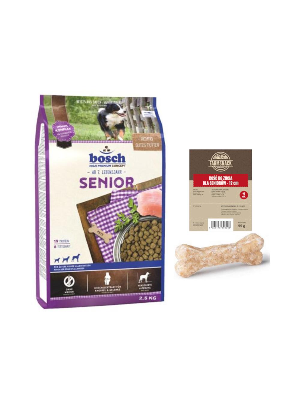 Bosch Senior (nowa receptura) 2,5kg + Kość do żucia dla seniorów 12cm