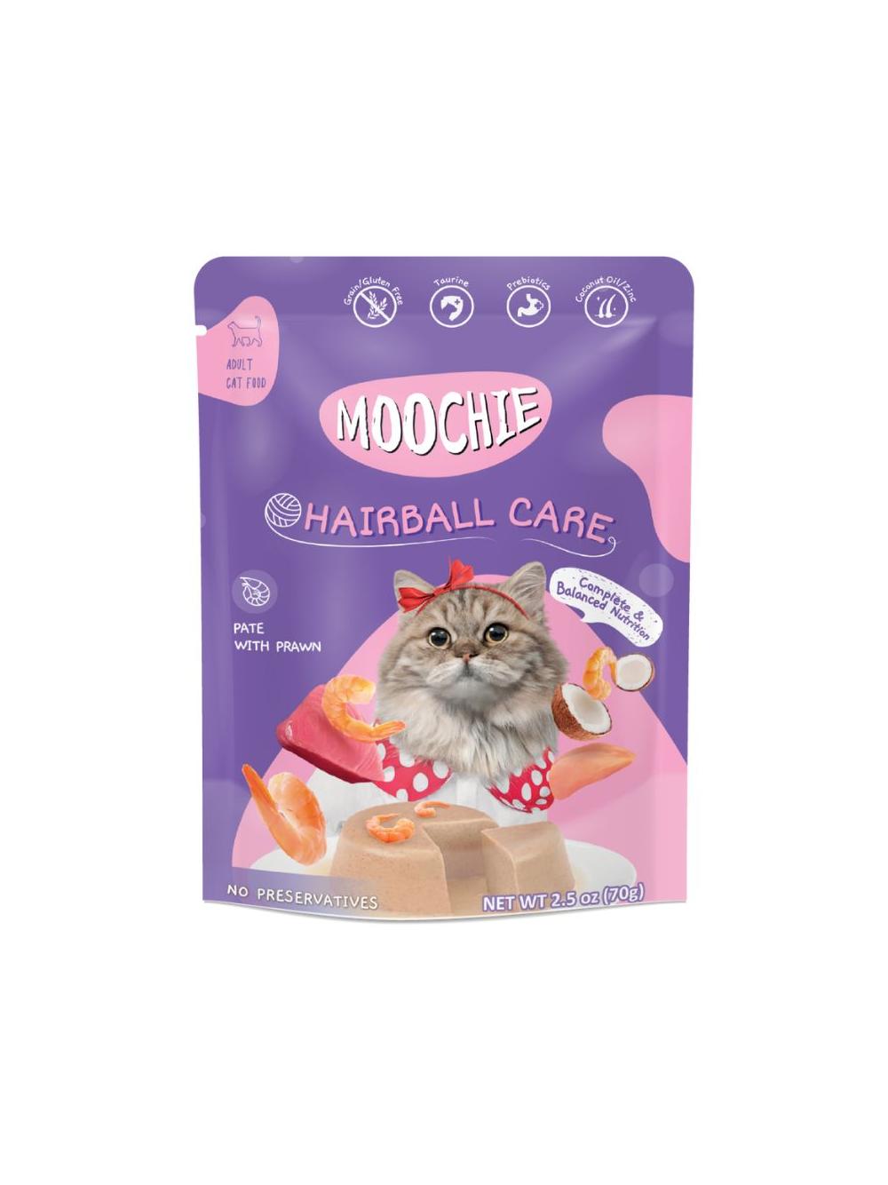 MOOCHIE Hairball Control With Prawn 70g redukcja kul włosowych
