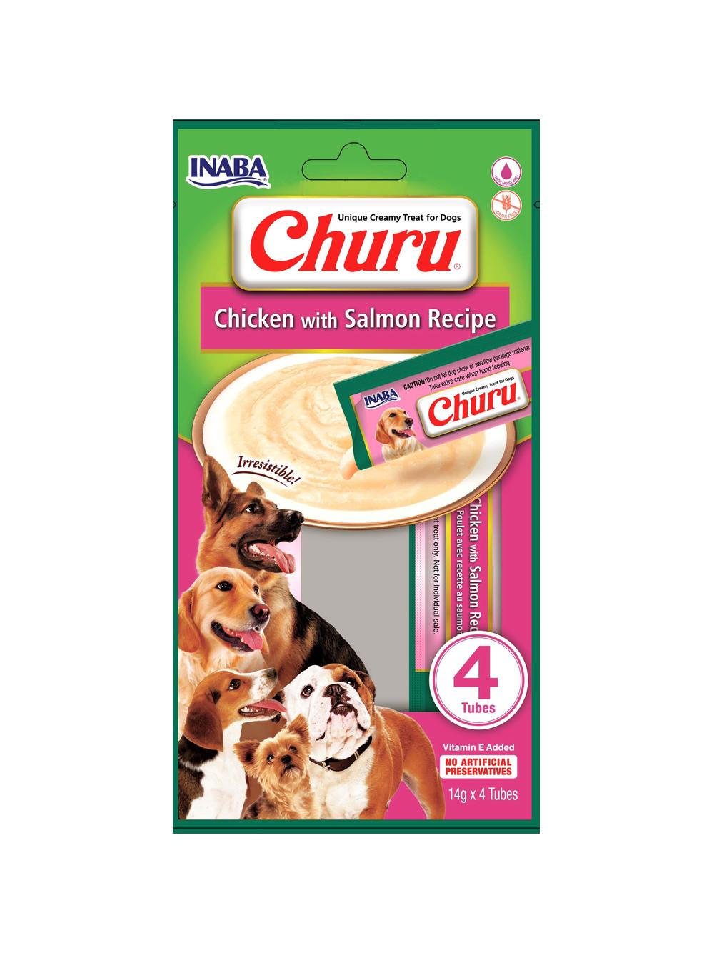 INABA Churu 4P przysmak dla psa o smaku kurczaka i łososia 4x14g