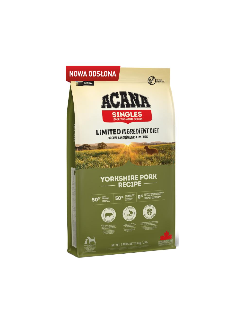 ACANA SINGLES Yorkshire Pork 11,4kg  Opakowanie uszkodzone (9336)