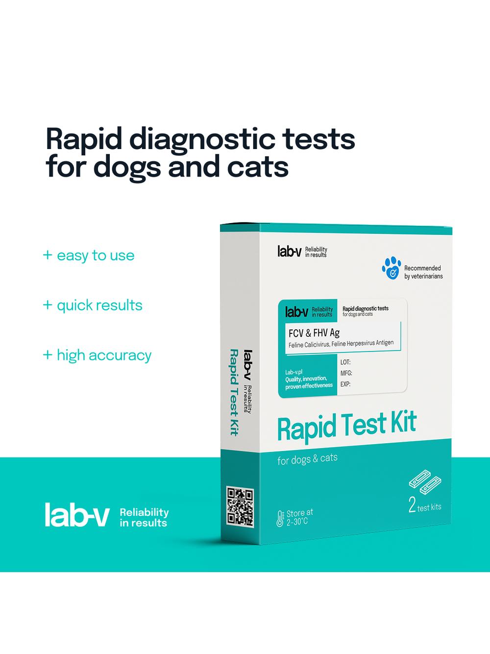 Lab-v Antygen FCV & FHV – Szybki test diagnostyczny dla kotów 2 szt.
