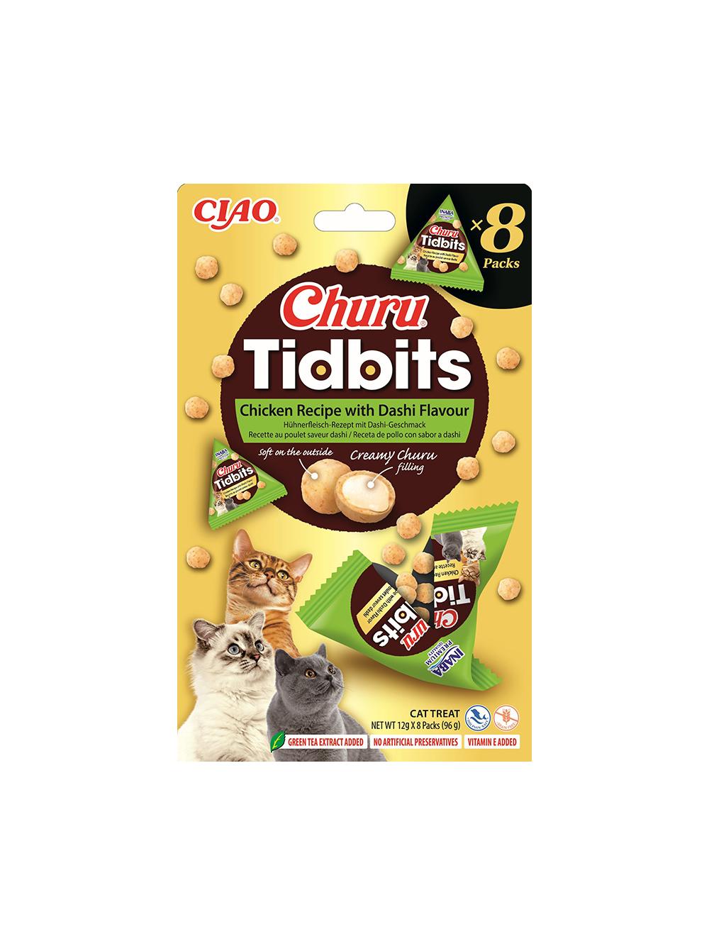 INABA Cat Churu Tidbits - kurczak z bulionem Dashi 8x12g