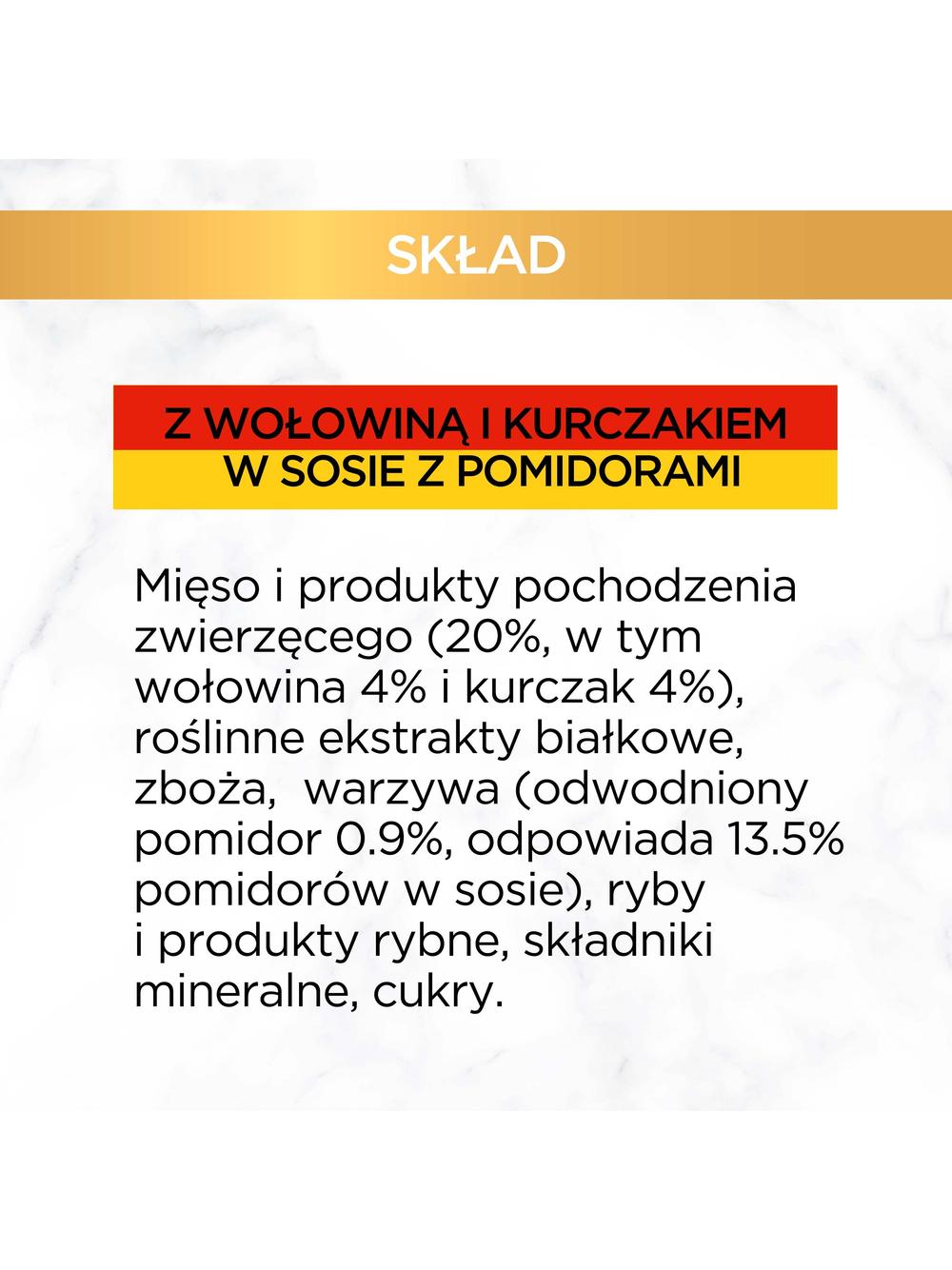 Purina Gourmet Gold z wołowiną i kurczakiem w sosie z pomidorami 48x85g