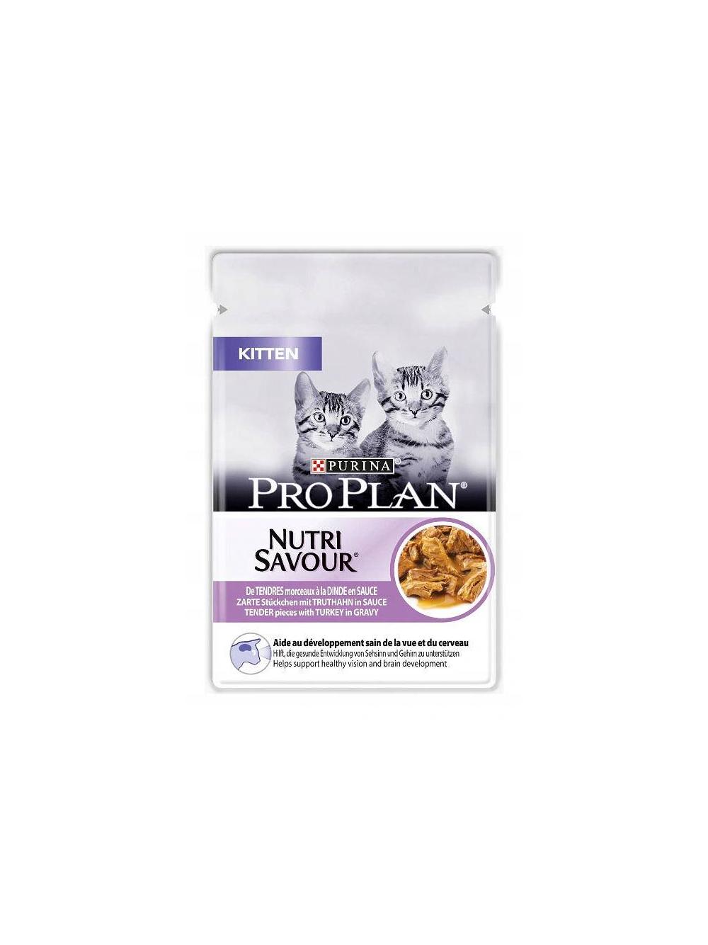 PRO PLAN Nutrisavour Kitten Karma dla kociąt delikatne kawałki z indykiem w sosie 26x85g