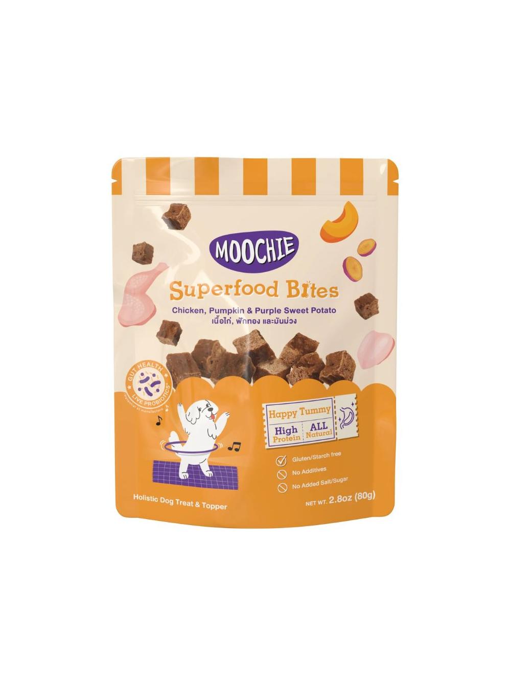 MOOCHIE Superfood Bites Chicken, Pumpkin & Purple Potato 40g smakołyki dla psa