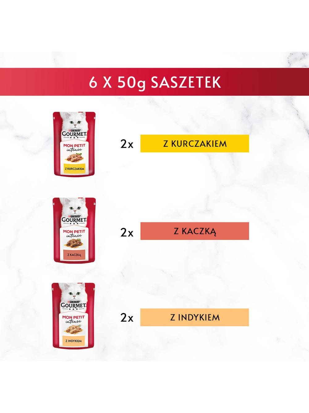 GOURMET mon Petit Pokarm dla kotów - MIX Drobiowy 12x50g