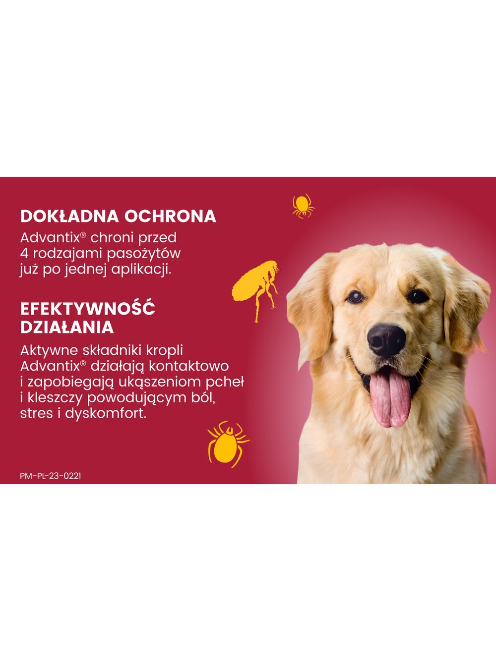 Advantix - dla psów 25-40kg (4 pipety x 4ml)+ Cestal Dog Plus tabletki na odrobaczanie psów 2 sztuki