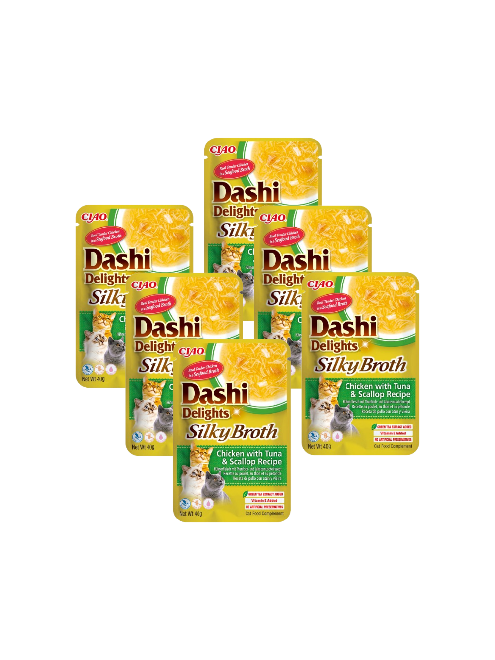 INABA Dashi Delights Silky Broth Chicken with Tuna & Scallop Recipe 6x40g