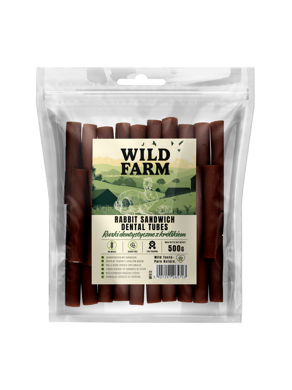 WILD FARM Rurki dentystyczne z królikiem 500g przysmak dla psa