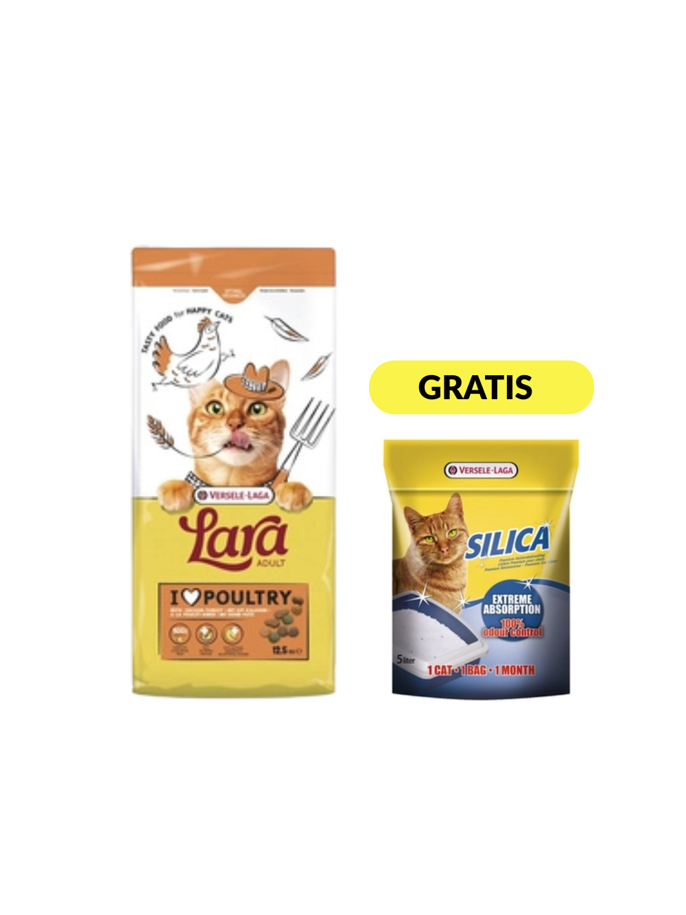 VERSELE-LAGA Lara  Adult Turkey & Chicken 12,5kg - karma dla kotów dorosłych z indykiem i kurczakiem+żwirek gratis