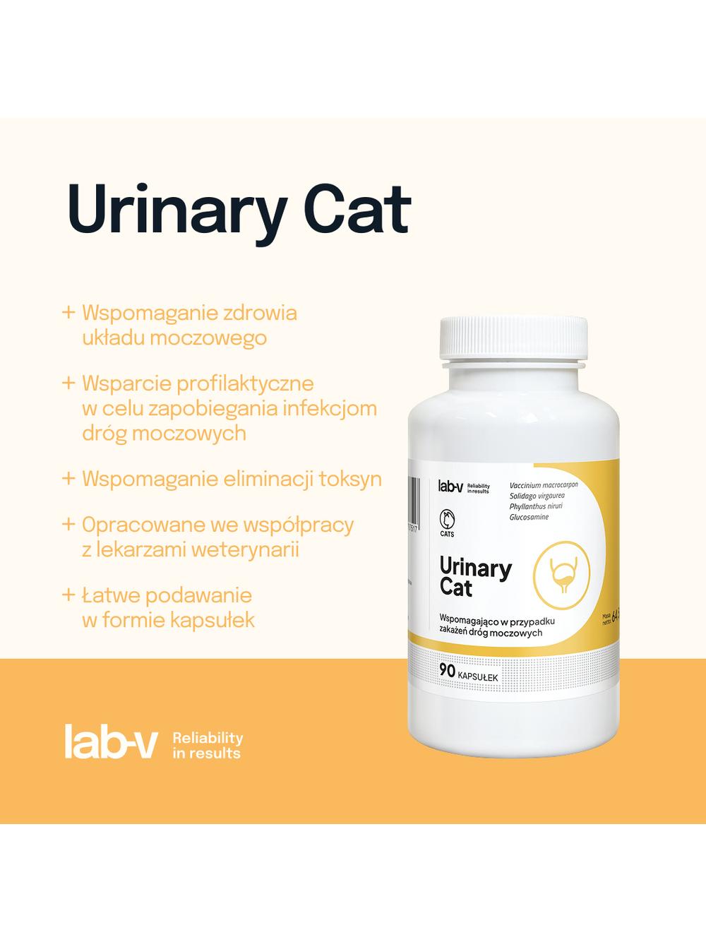 Lab-v Urinary Cat – Wsparcie układu moczowego dla kotów 90 kapsułek