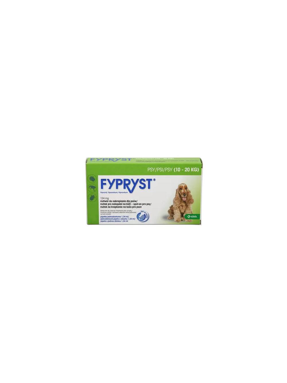 KRKA Fypryst Spot On krople na pchły i kleszcze dla psa 10-20 kg 134 mg/1,34 ml 3 szt.