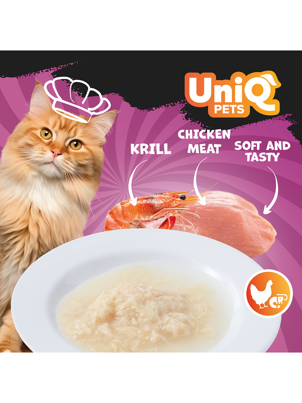 UNIQ PETS KARMA MOKRA DLA KOTA ROYAL CHICKEN rosół z kurczaka i kryla 30 g x 8 szt