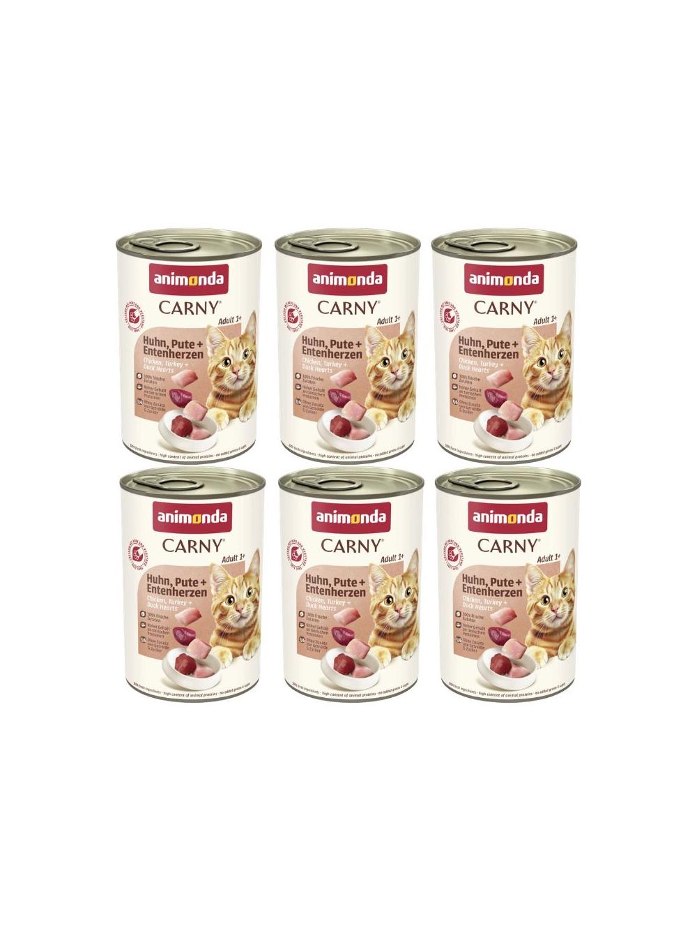 ANIMONDA Cat Carny Adult smak: kurczak, indyk i serca kaczki 6x400g