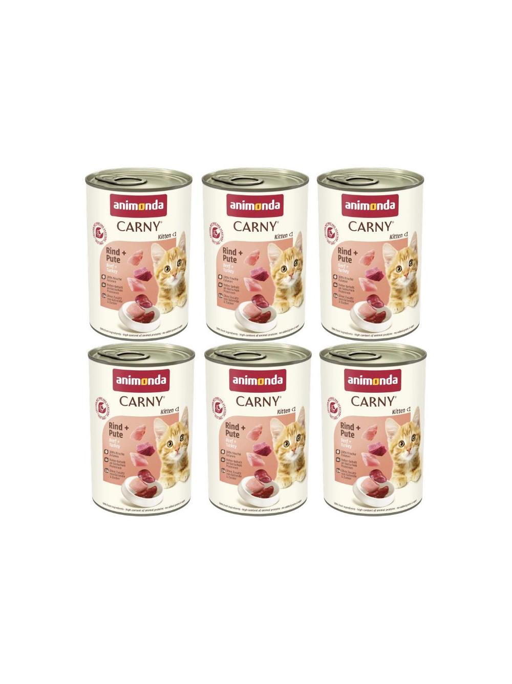 ANIMONDA Cat Carny Kitten smak: wołowina, indyk 6x400g